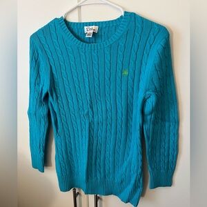 Vintage Lilly Pulitzer cable knit sweater in aqua blue
